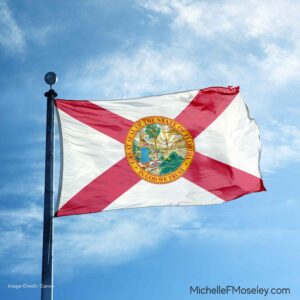 State flag of Florida blowing in the wind.