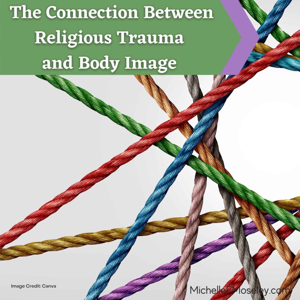 Intertwining cords of various colors to represent the connections between religious trauma and body image concerns.