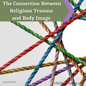 Intertwining and overlapping ropes of various colors represent the ways that body image and religious trauma are connected.  