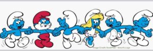 Small blue characters from a 1980s cartoon called The Smurfs. 