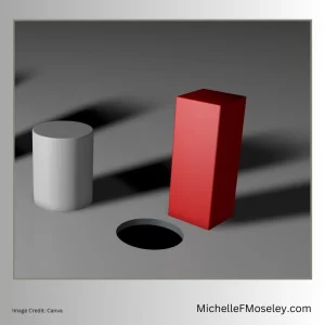 Image of a red rectangle trying to fit into a circular opening to show the struggle many neurodivergent individuals feel in navigating a world not built for them.